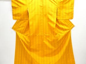 格子織り出し米沢紬着物